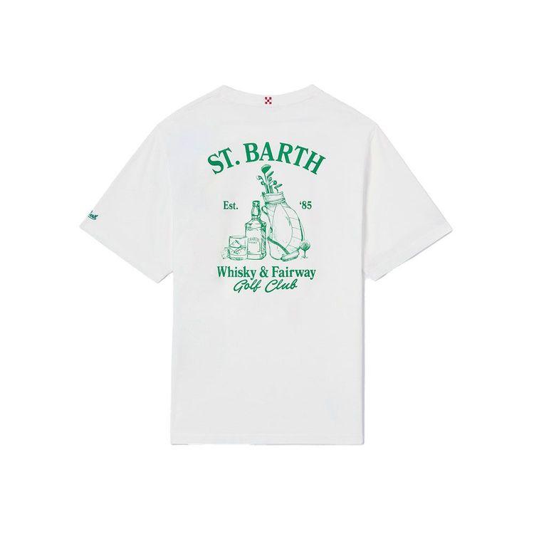 MC2 SAINT BARTH Portland bijela muška majica sa "Whisky & Fairway Golf Club" printom