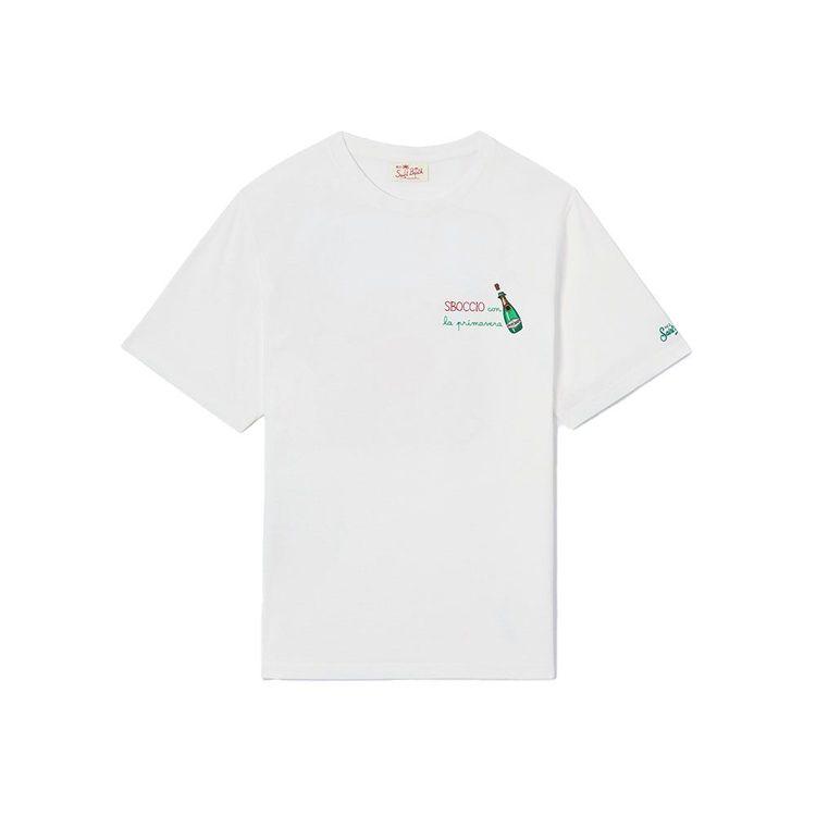 MC2 SAINT BARTH bijela muška majica sa "Sboccio Con La Primavera" vezom