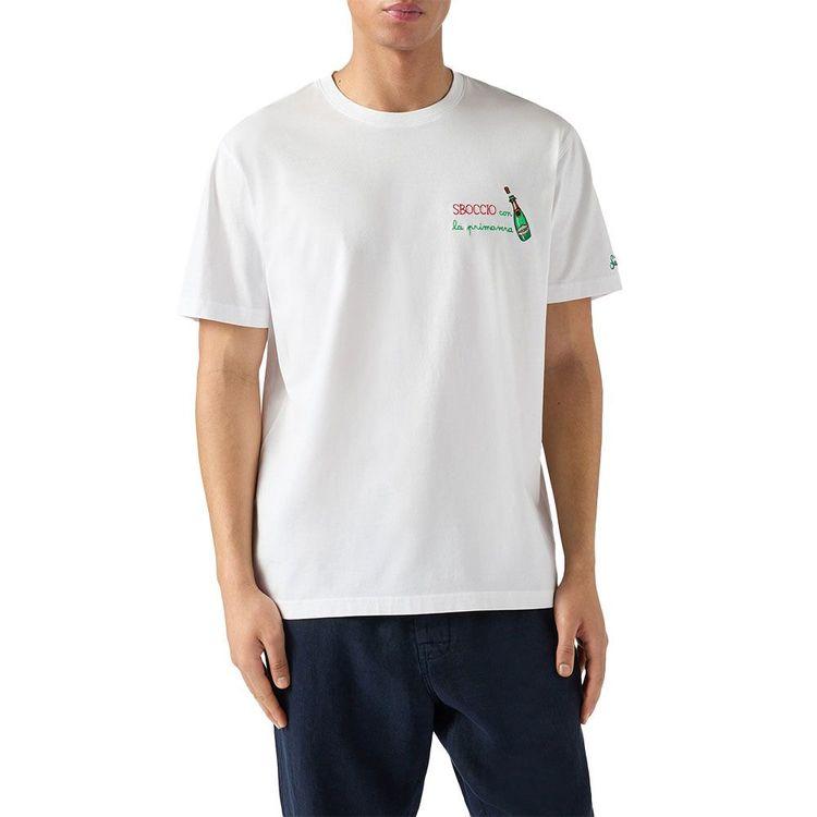 MC2 SAINT BARTH bijela muška majica sa "Sboccio Con La Primavera" vezom