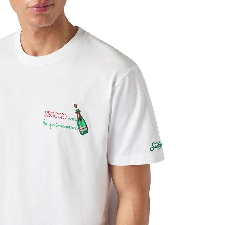 MC2 SAINT BARTH bijela muška majica sa "Sboccio Con La Primavera" vezom