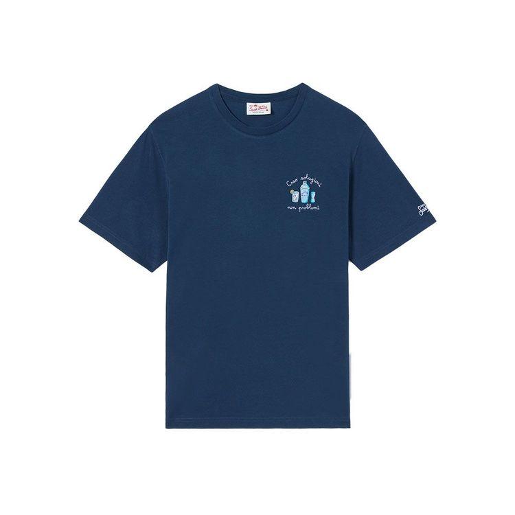 MC2 SAINT BARTH teget muška majica sa "Creo Soluzioni Non Problemi" vezom