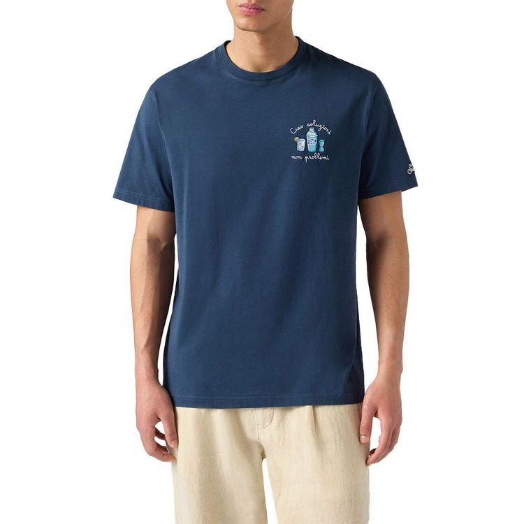 MC2 SAINT BARTH teget muška majica sa "Creo Soluzioni Non Problemi" vezom