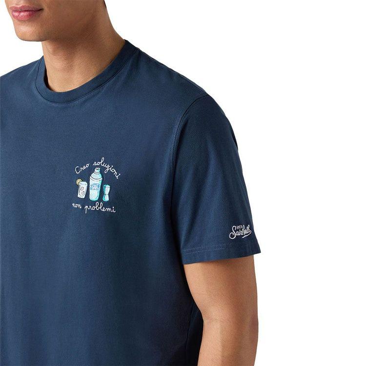 MC2 SAINT BARTH teget muška majica sa "Creo Soluzioni Non Problemi" vezom