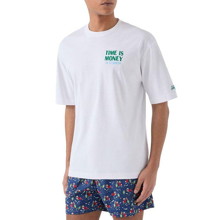 MC2 SAINT BARTH bijela muška majica sa "Time Is Money" printom