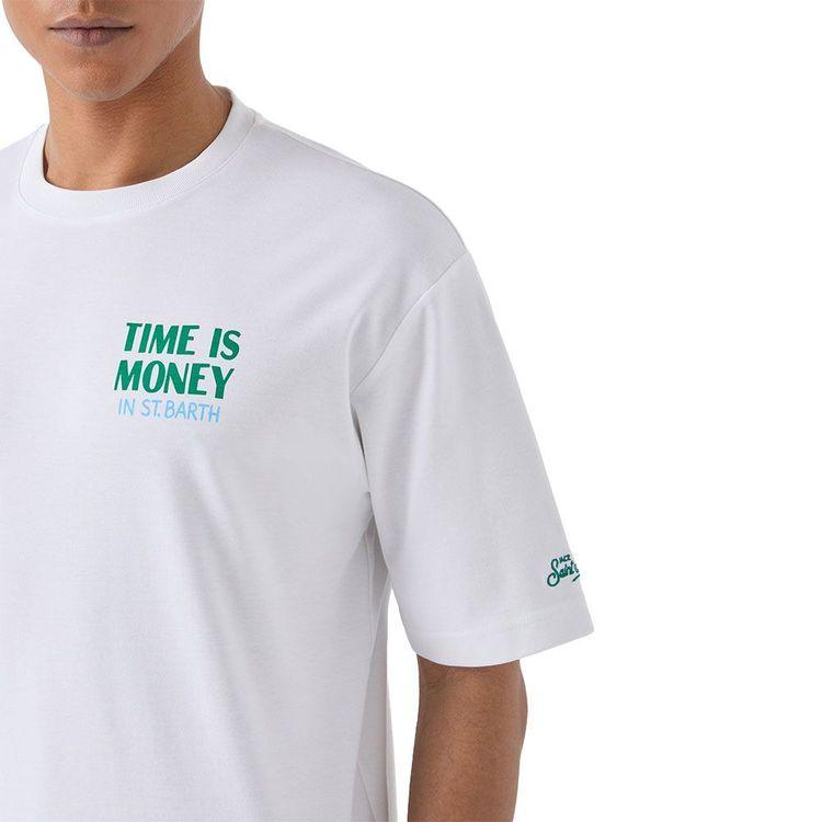 MC2 SAINT BARTH bijela muška majica sa "Time Is Money" printom