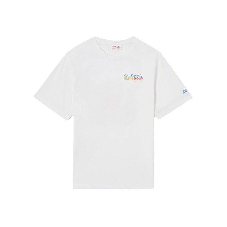 MC2 SAINT BARTH bijela muška majica sa "St. Barth Happy Hour" printom