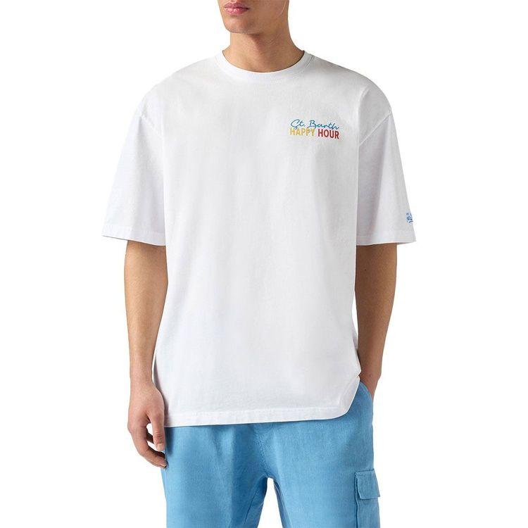 MC2 SAINT BARTH bijela muška majica sa "St. Barth Happy Hour" printom