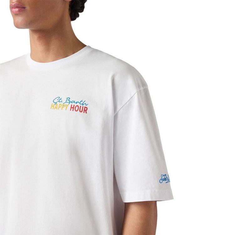 MC2 SAINT BARTH bijela muška majica sa "St. Barth Happy Hour" printom