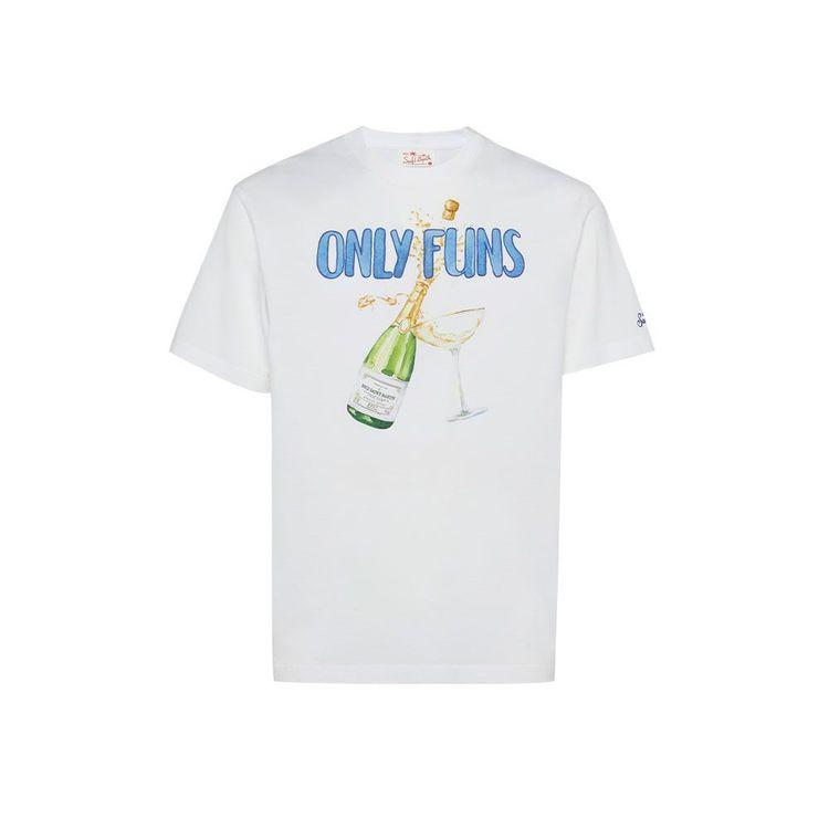 MC2 SAINT BARTH bijela muška majica sa "Only Funs" printom