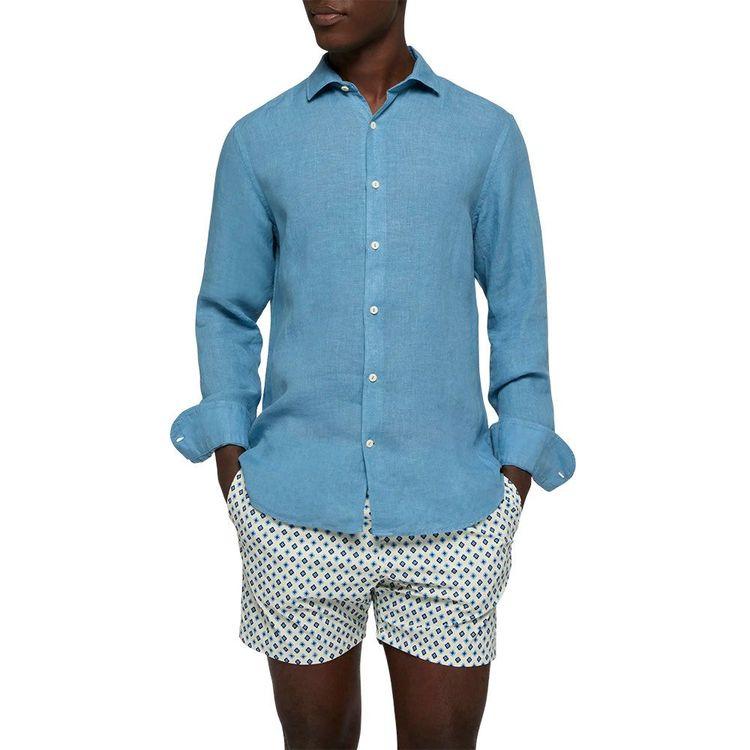 MC2 SAINT BARTH Pamplona plava lanena muška košulja