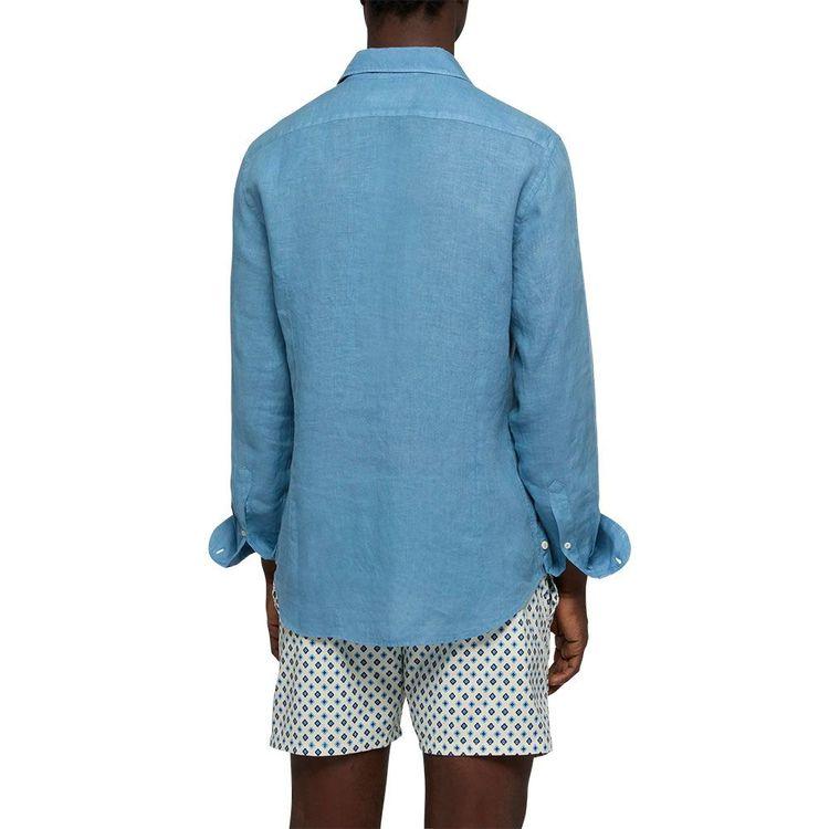 MC2 SAINT BARTH Pamplona plava lanena muška košulja