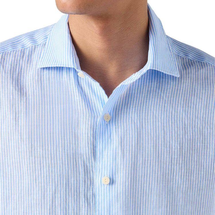 MC2 SAINT BARTH Pamplona svijetloplava prugasta lanena muška košulja