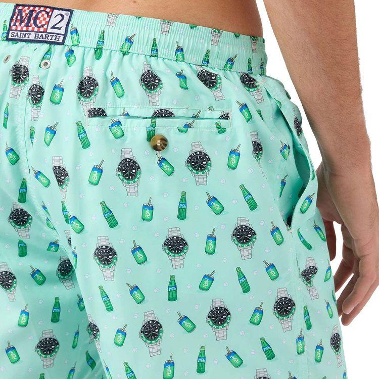 MC2 SAINT BARTH mint muški šorts sa printom „Left Watch“