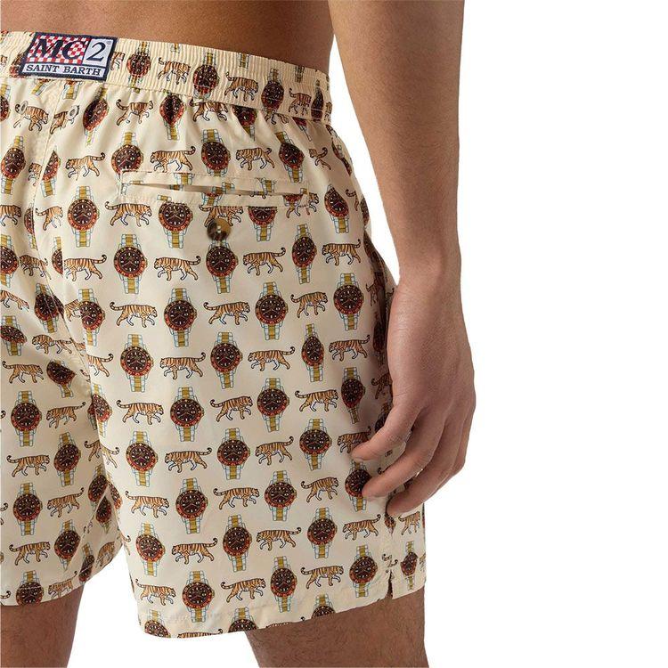 MC2 SAINT BARTH Lighting Micro bež muški šorts sa „Wild Watch“ printom