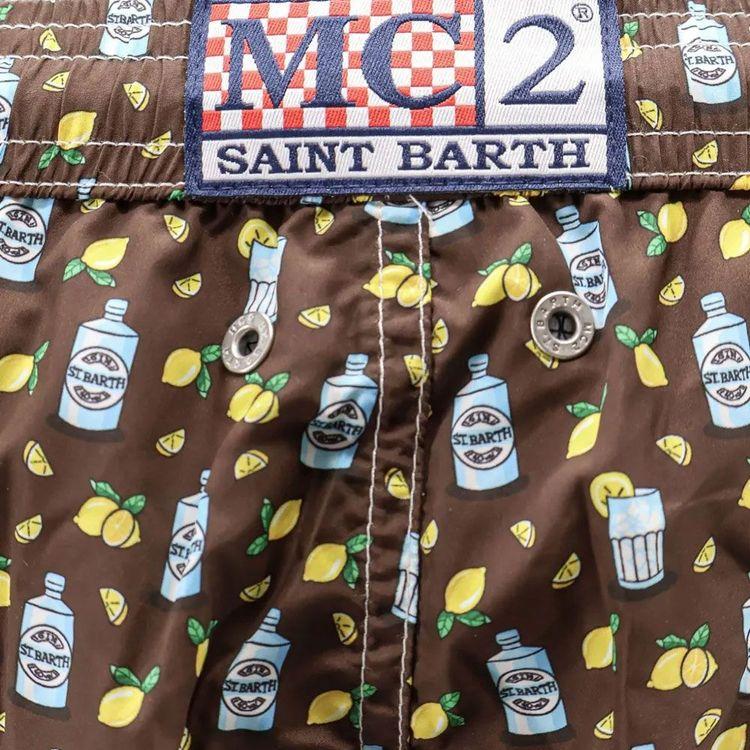 MC2 SAINT BARTH braon muški šorts sa printom džina i limuna
