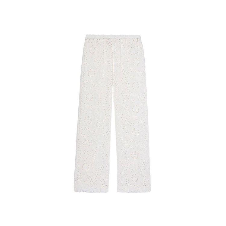 MC2 SAINT BARTH bijele ženske pantalone sa sangallo vezom