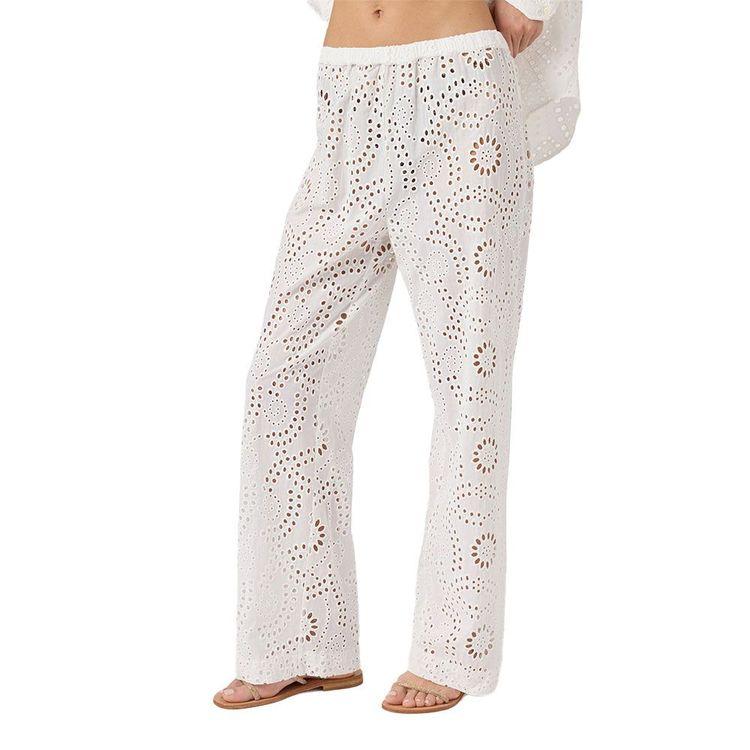 MC2 SAINT BARTH bijele ženske pantalone sa sangallo vezom