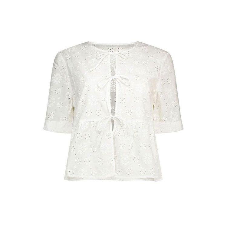 MC2 SAINT BARTH bijela ženska bluza sa sangallo vezom