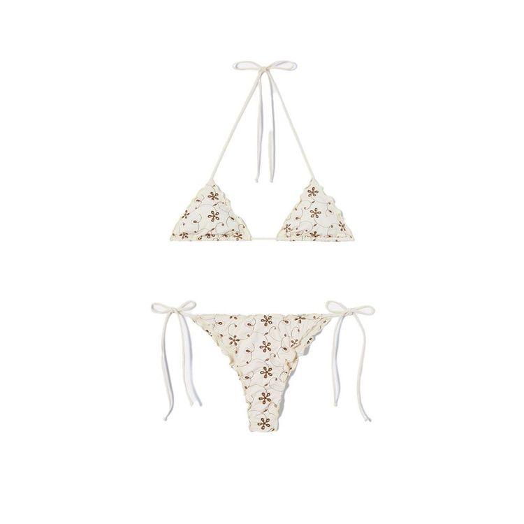MC2 SAINT BARTH krem bikini od sangallo tkanine sa kontrastnim vezom