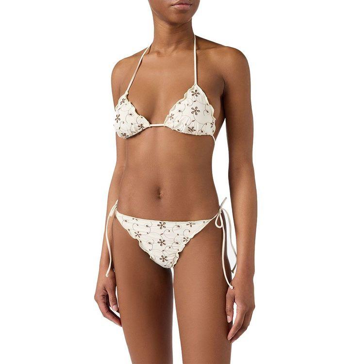 MC2 SAINT BARTH krem bikini od sangallo tkanine sa kontrastnim vezom