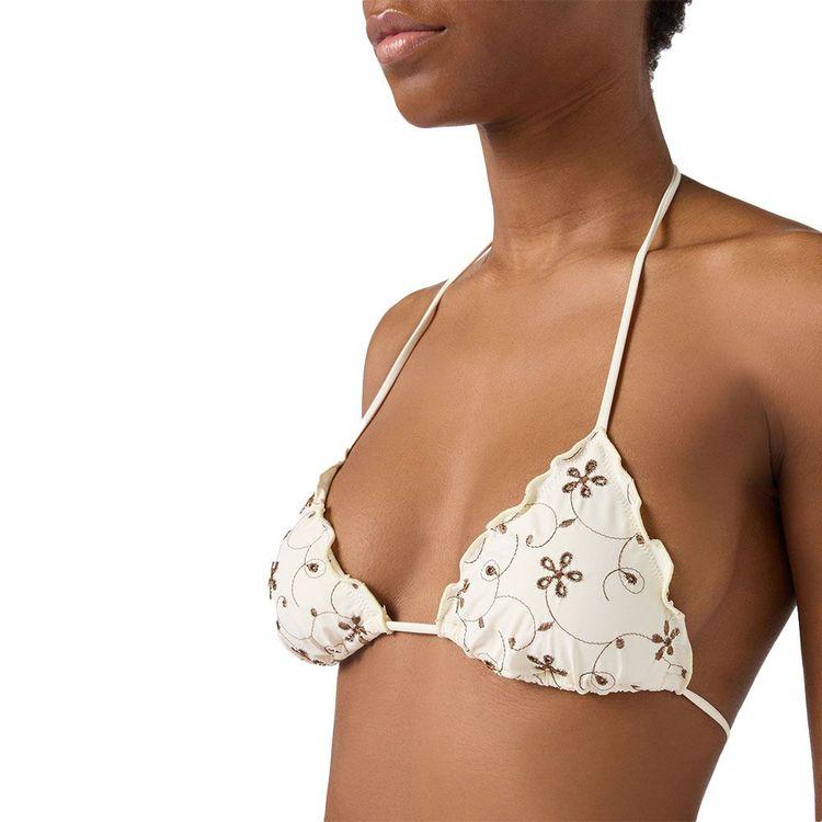 MC2 SAINT BARTH krem bikini od sangallo tkanine sa kontrastnim vezom