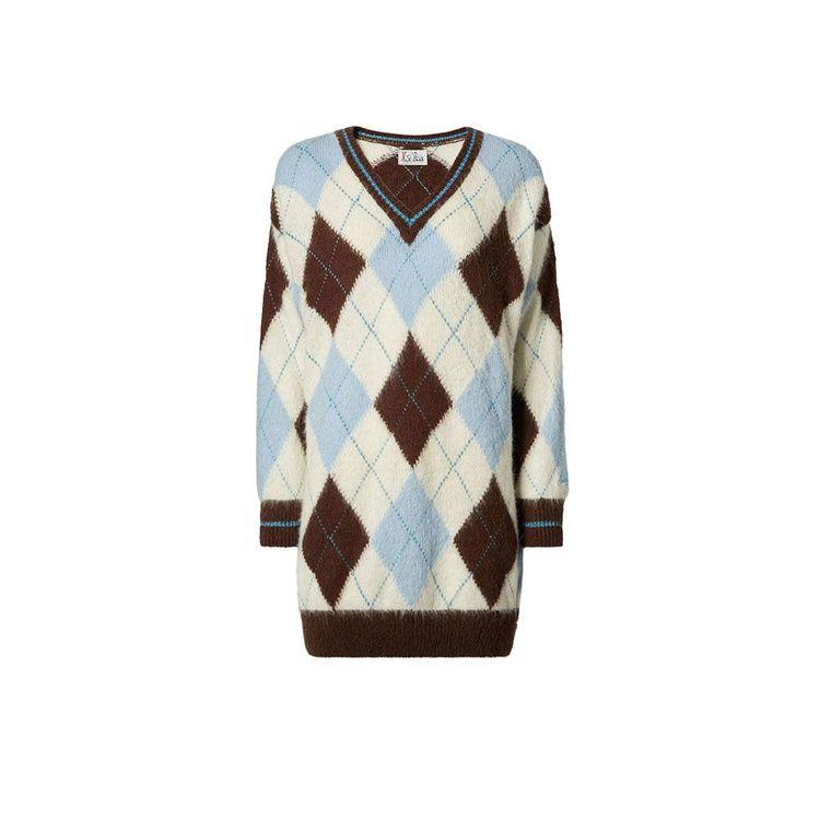 MC2 SAINT BARTH braon ženski džemper sa plavo bijelim rombovima