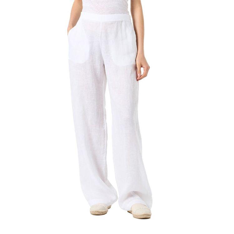 MC2 SAINT BARTH bijele ženske lanene pantalone