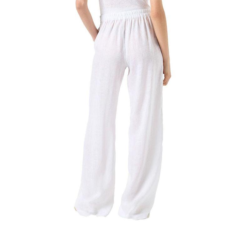 MC2 SAINT BARTH bijele ženske lanene pantalone