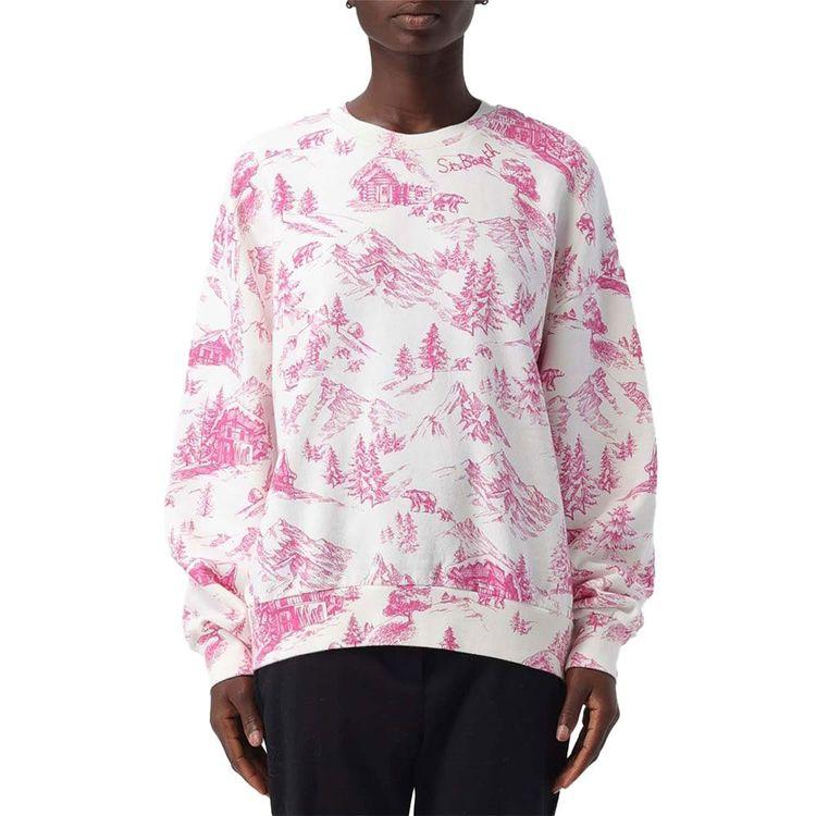 MC2 SAINT BARTH bijeli ženski duks sa rozim printom