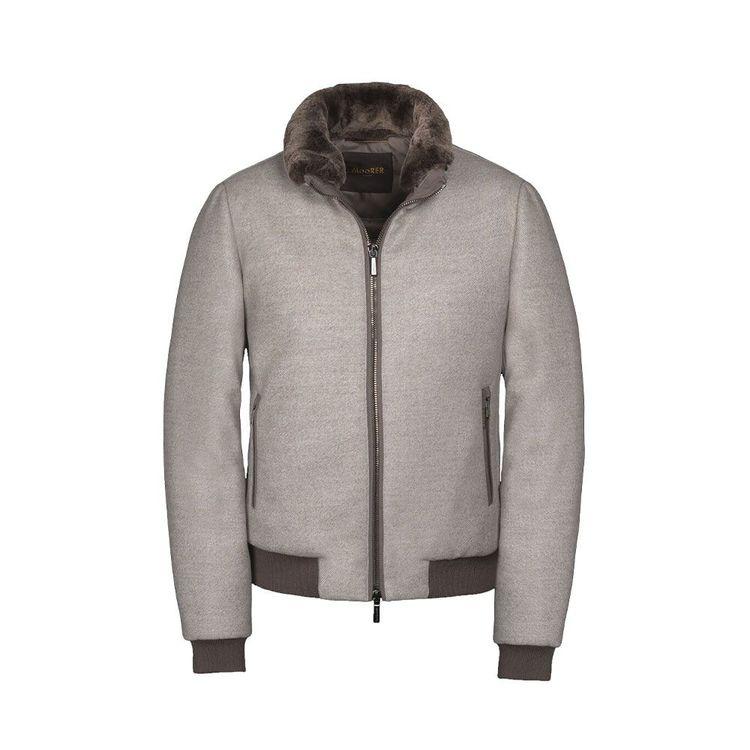 MOORER BELLATI-LP tamno bež muška jakna sa krznenom kragnom