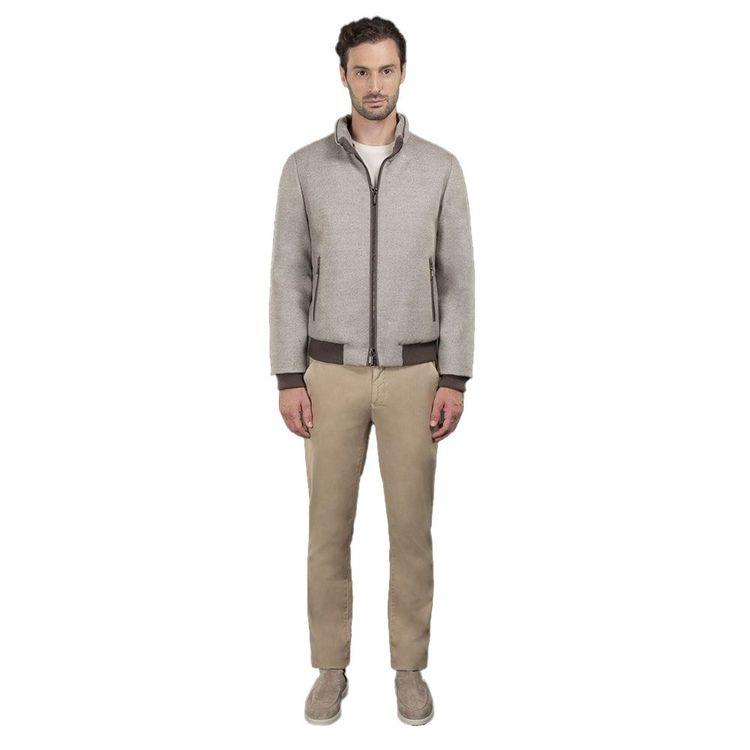 MOORER BELLATI-LP tamno bež muška jakna sa krznenom kragnom