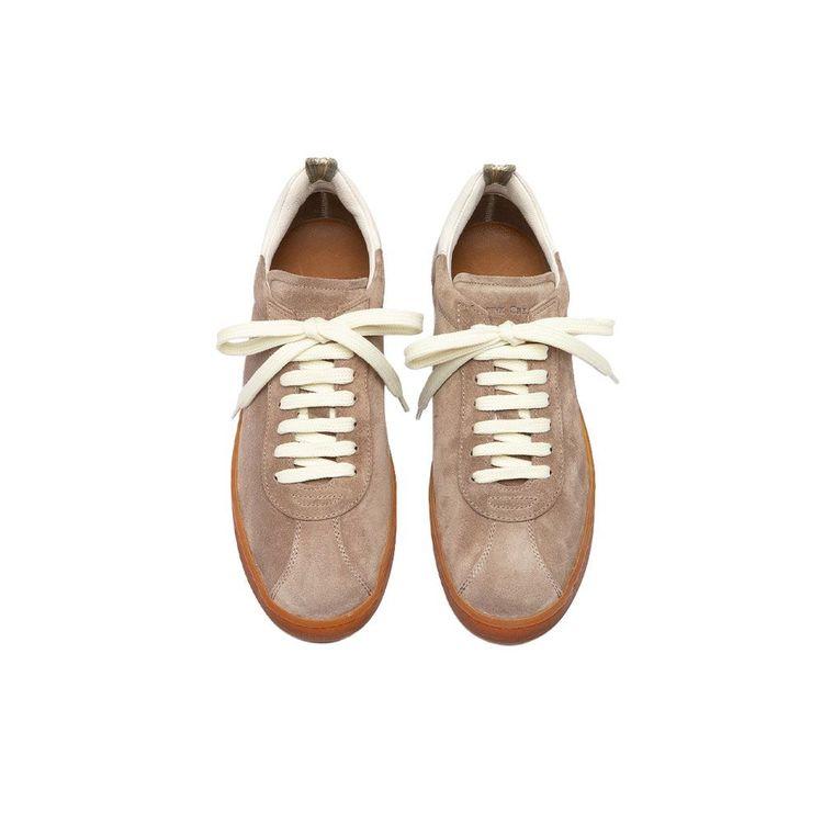 OFFICINE CREATIVE svijetlo braon ženske patike od antilopa sa kožnim detaljima