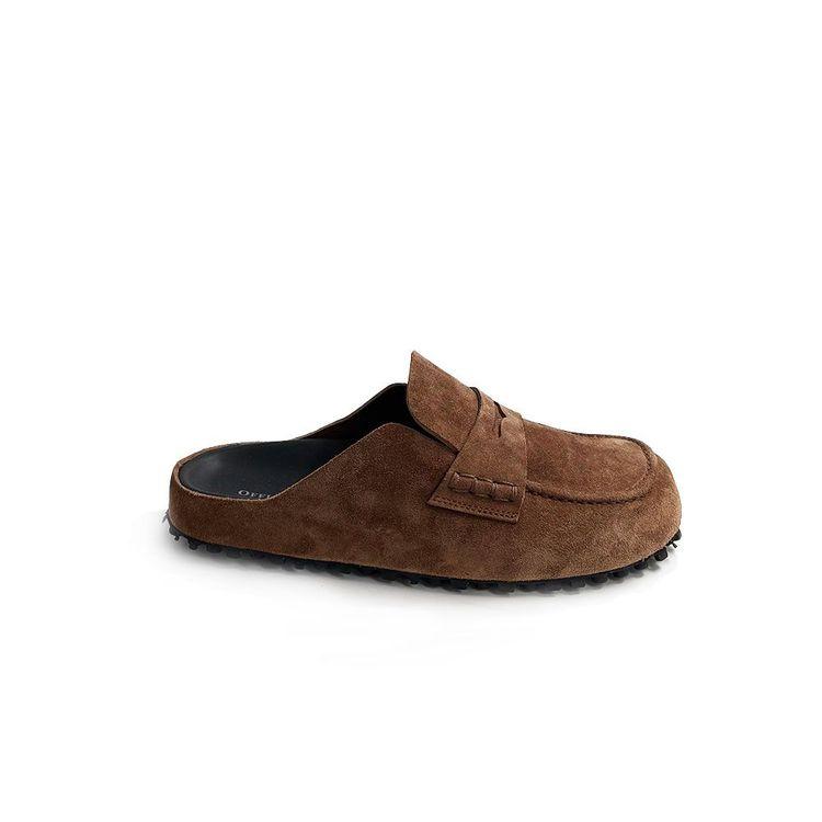 OFFICINE CREATIVE braon ženske papuče od antilopa