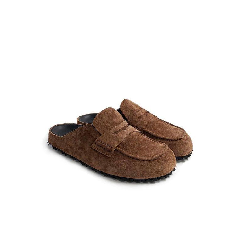 OFFICINE CREATIVE braon ženske papuče od antilopa