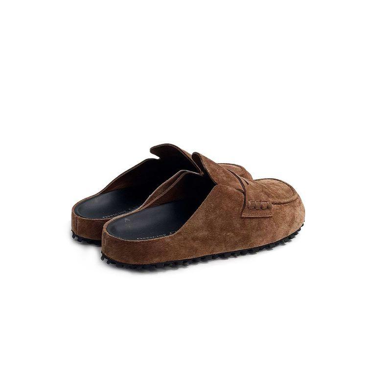 OFFICINE CREATIVE braon ženske papuče od antilopa