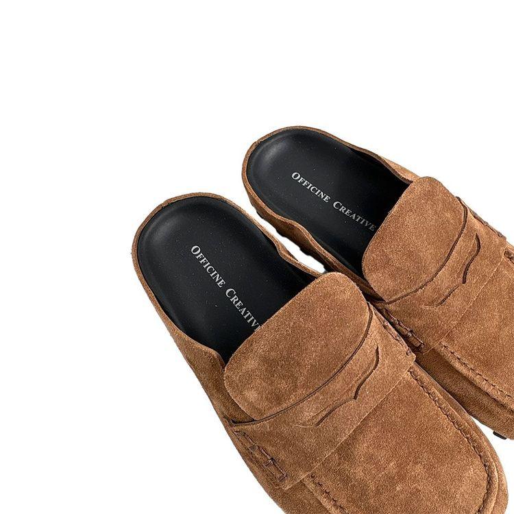 OFFICINE CREATIVE braon ženske papuče od antilopa