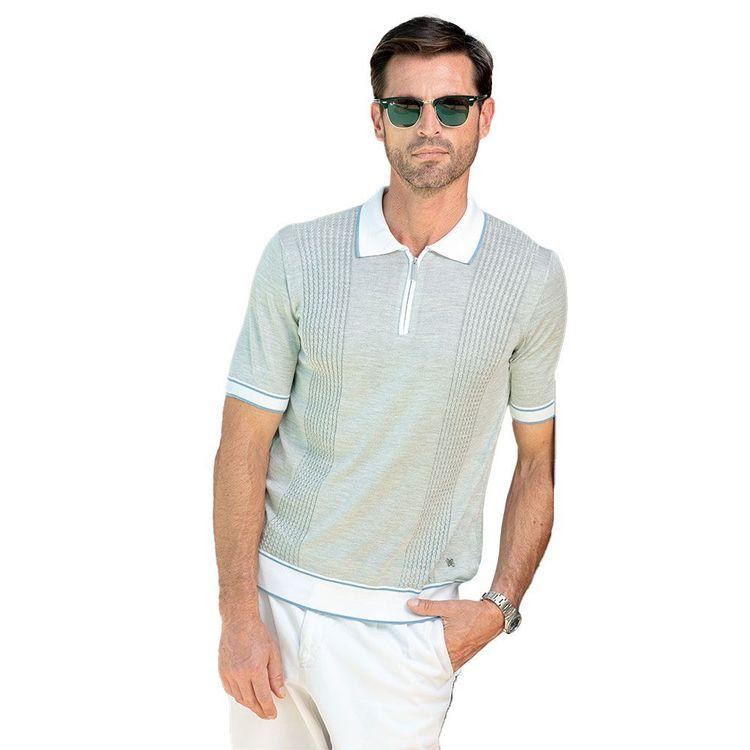 PASHMERE svijetlo siva polo muška majica od svile