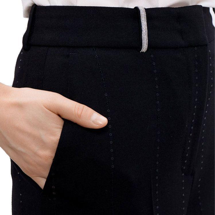 PESERICO crne ženske pantalone od vune sa šljokicama