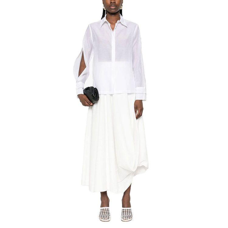 PESERICO bijela ženska košulja ukrašena perlicama