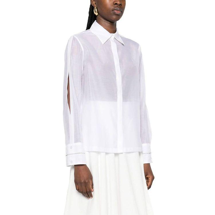 PESERICO bijela ženska košulja ukrašena perlicama