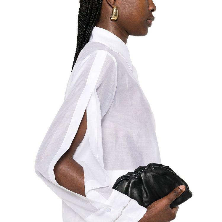 PESERICO bijela ženska košulja ukrašena perlicama