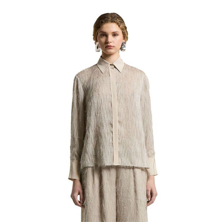PESERICO bež ženska košulja sa svilenim nitima