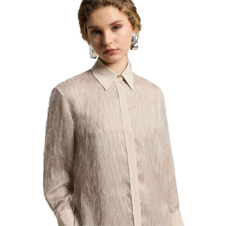 PESERICO bež ženska košulja sa svilenim nitima