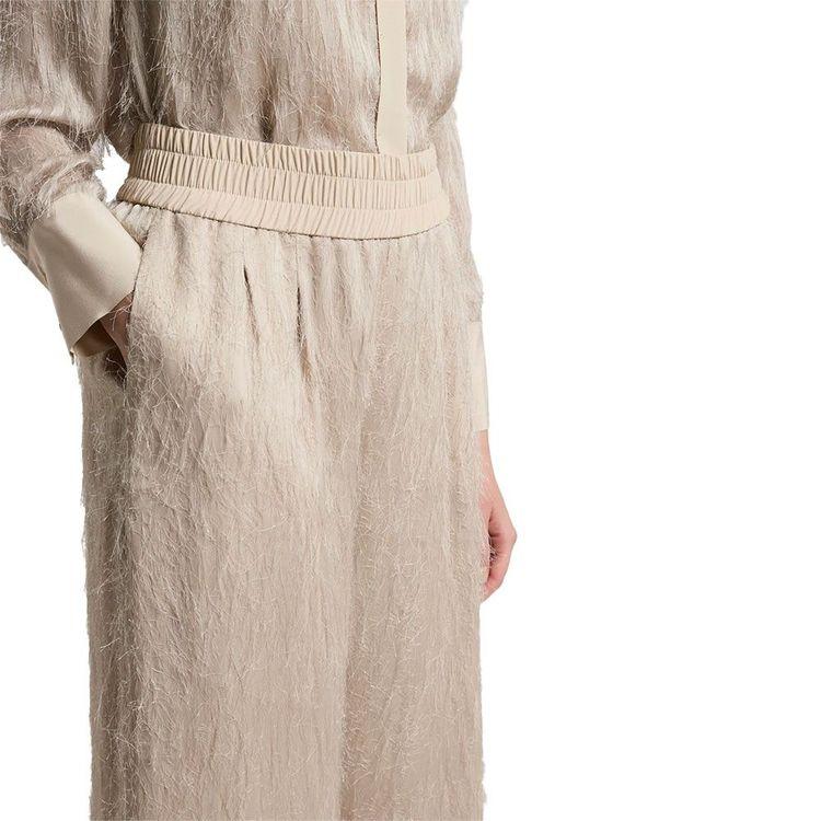 PESERICO bež ženske pantalone sa svilenim nitima
