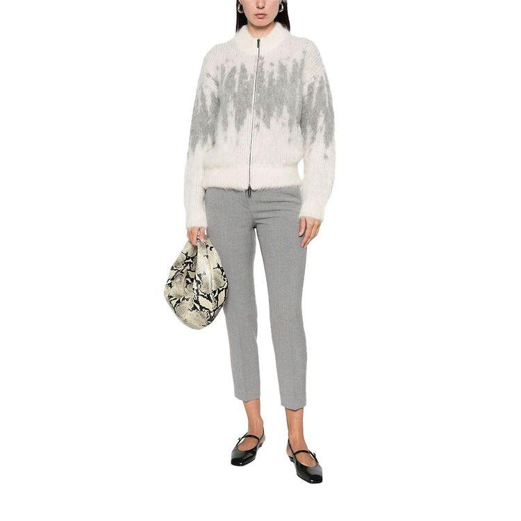 PESERICO mliječno-bijeli ženski džemper sa rajsferšlusom