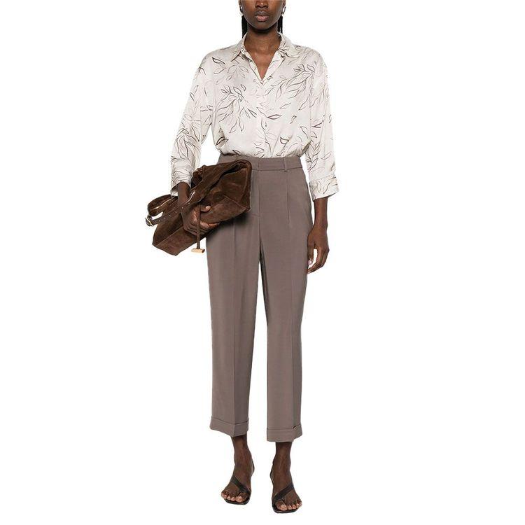 PESERICO braon ženske lanene pantalone