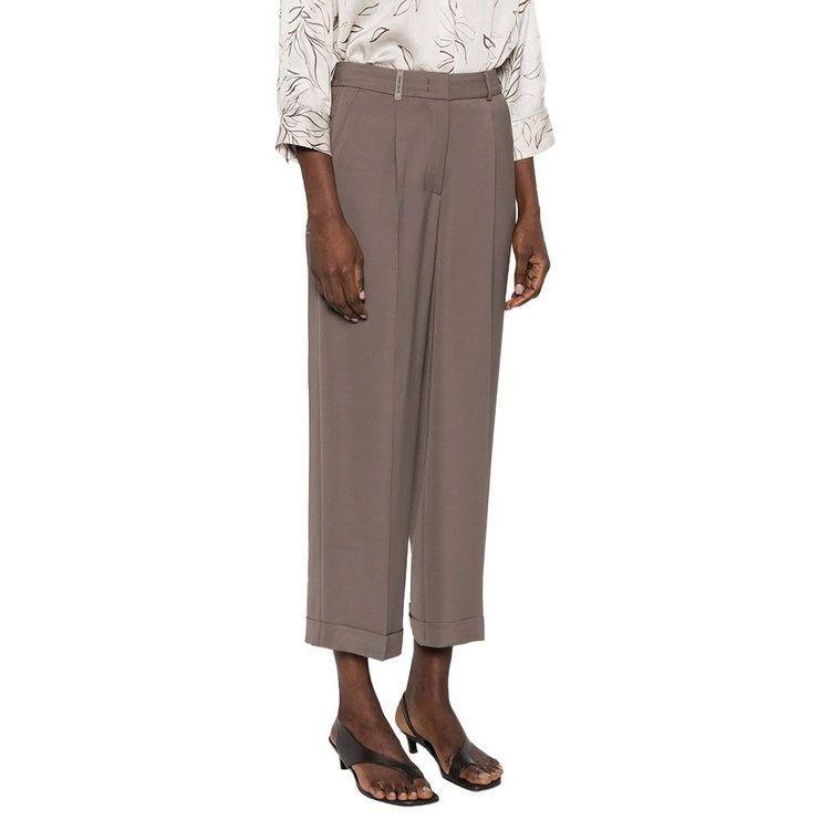 PESERICO braon ženske lanene pantalone