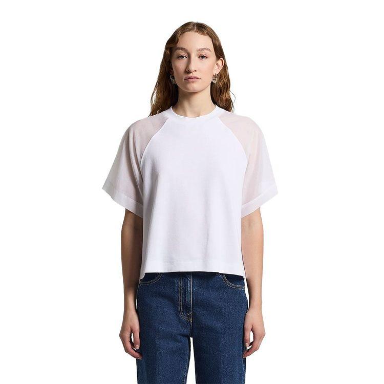 PESERICO bijela ženska majca ukrašena perlicama