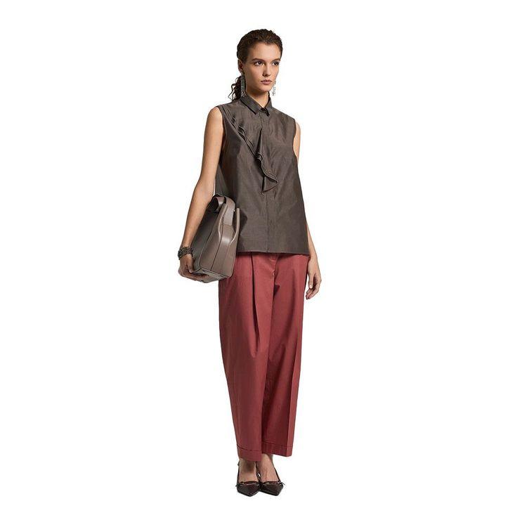 PESERICO braon ženska bluza sa karnerima