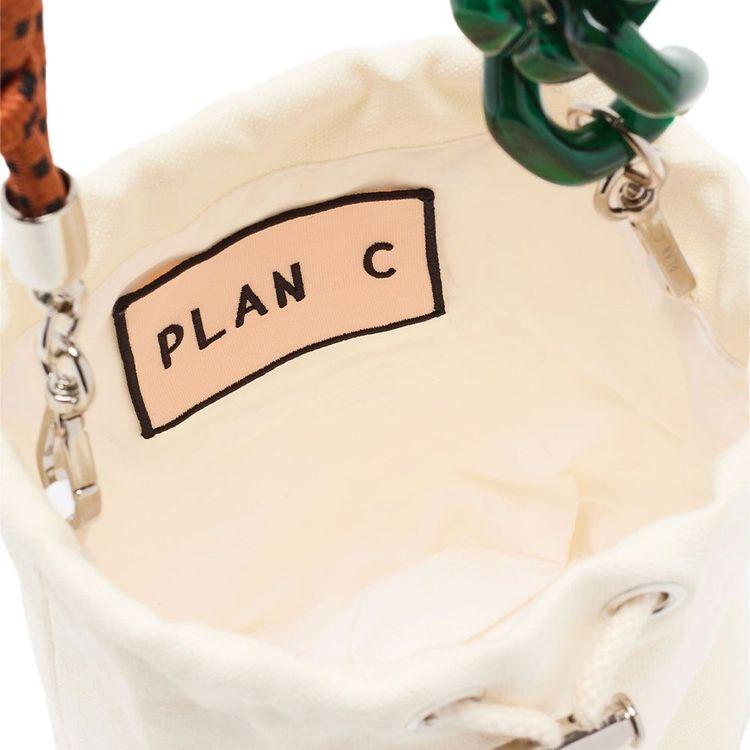 PLAN C bijela ženska bucket tašna sa zatvaranjem na pertlu